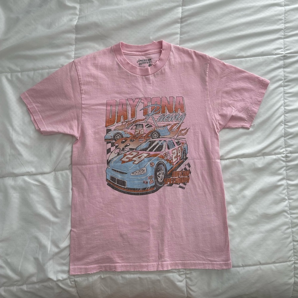 Buckle Pink Distressed Short Sleeve Tee
